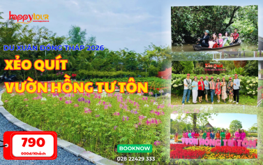 TOUR ĐỒNG THÁP - KDT XẺO QUÍT - VƯỜN HỒNG TƯ TÔN SA ĐÉC 1 NGÀY - TOUR TẾT 2026